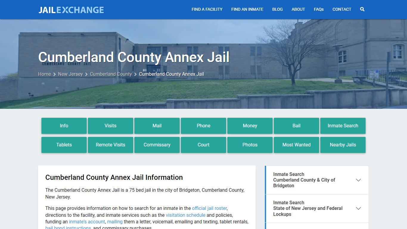 Cumberland County Annex Jail, NJ Inmate Search, Information